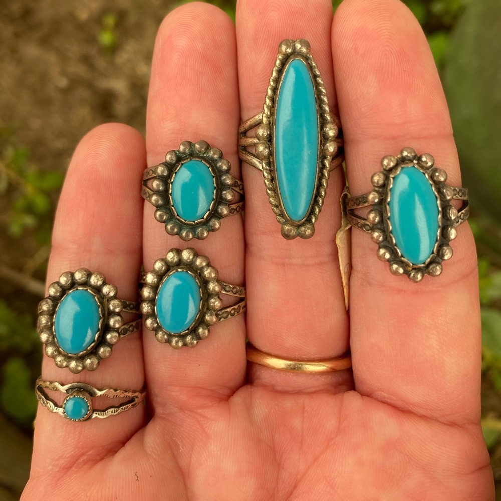(New Old Stock, 70s) Maisels Turquoise Ster Rings